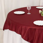 Lamour Satin 72"x72" Table Overlay Square Tablecloth Burgundy - Smooth Finish Table Topper - Bell Racket Store