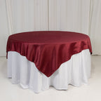 Lamour Satin 72"x72" Table Overlay Square Tablecloth Burgundy - Smooth Finish Table Topper - Bell Racket Store