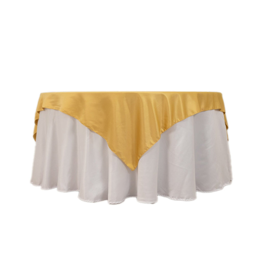 Lamour Satin 72"x72" Table Overlay Square Tablecloth Champagne - Smooth Finish Table Topper - Bell Racket Store