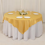Lamour Satin 72"x72" Table Overlay Square Tablecloth Champagne - Smooth Finish Table Topper - Bell Racket Store