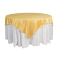 Lamour Satin 72"x72" Table Overlay Square Tablecloth Champagne - Smooth Finish Table Topper - Bell Racket Store