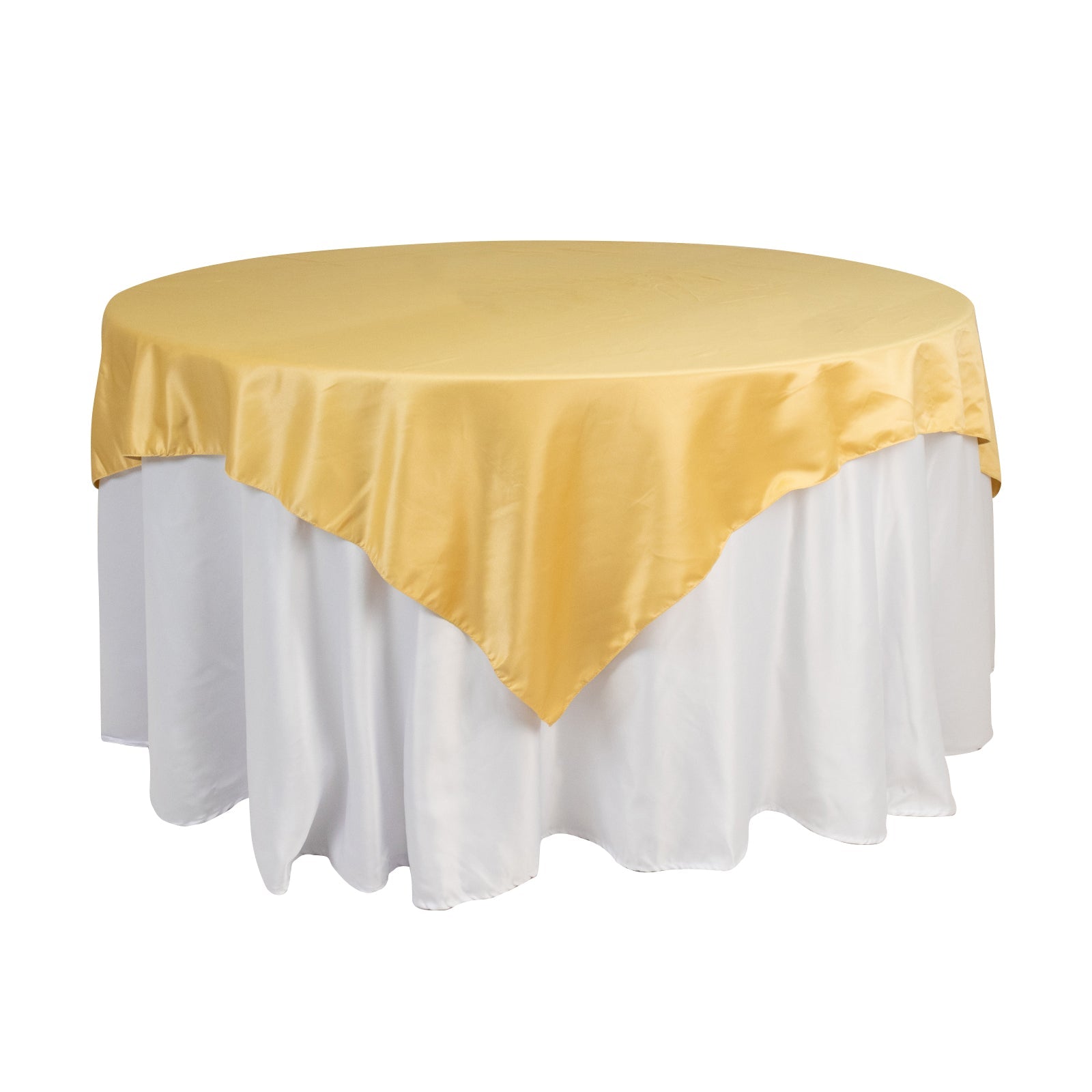 Lamour Satin 72"x72" Table Overlay Square Tablecloth Champagne - Smooth Finish Table Topper - Bell Racket Store