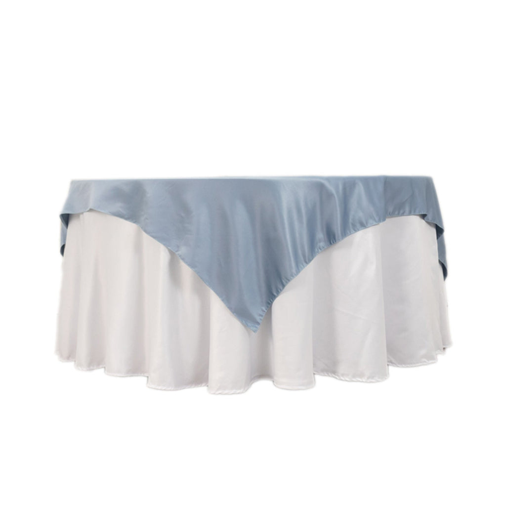 Lamour Satin 72"x72" Table Overlay Square Tablecloth Dusty Blue - Smooth Finish Table Topper - Bell Racket Store