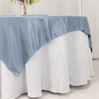 Lamour Satin 72"x72" Table Overlay Square Tablecloth Dusty Blue - Smooth Finish Table Topper - Bell Racket Store