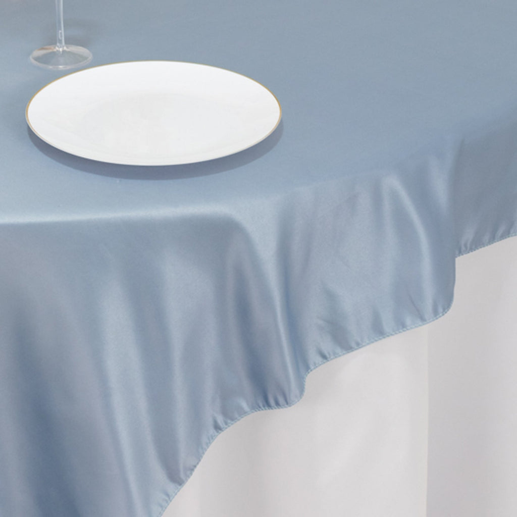 Lamour Satin 72"x72" Table Overlay Square Tablecloth Dusty Blue - Smooth Finish Table Topper - Bell Racket Store