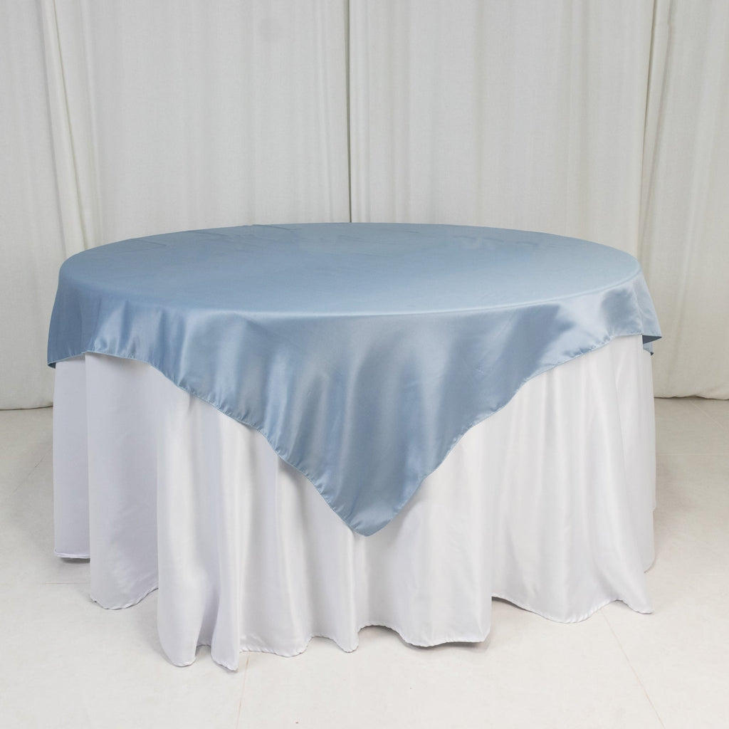 Lamour Satin 72"x72" Table Overlay Square Tablecloth Dusty Blue - Smooth Finish Table Topper - Bell Racket Store