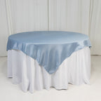 Lamour Satin 72"x72" Table Overlay Square Tablecloth Dusty Blue - Smooth Finish Table Topper - Bell Racket Store