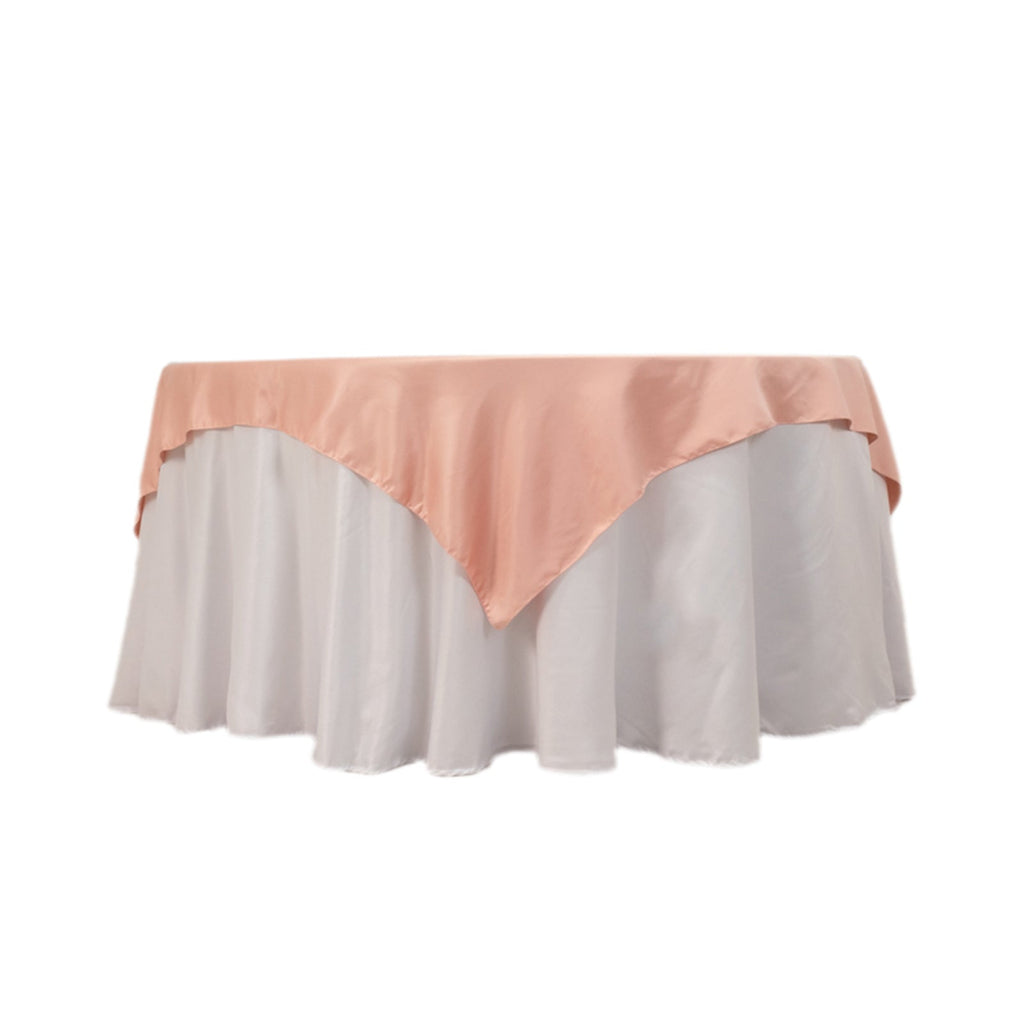Lamour Satin 72"x72" Table Overlay Square Tablecloth Dusty Rose - Smooth Finish Table Topper - Bell Racket Store