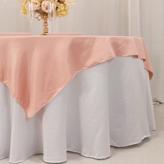 Lamour Satin 72"x72" Table Overlay Square Tablecloth Dusty Rose - Smooth Finish Table Topper - Bell Racket Store