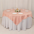 Lamour Satin 72"x72" Table Overlay Square Tablecloth Dusty Rose - Smooth Finish Table Topper - Bell Racket Store