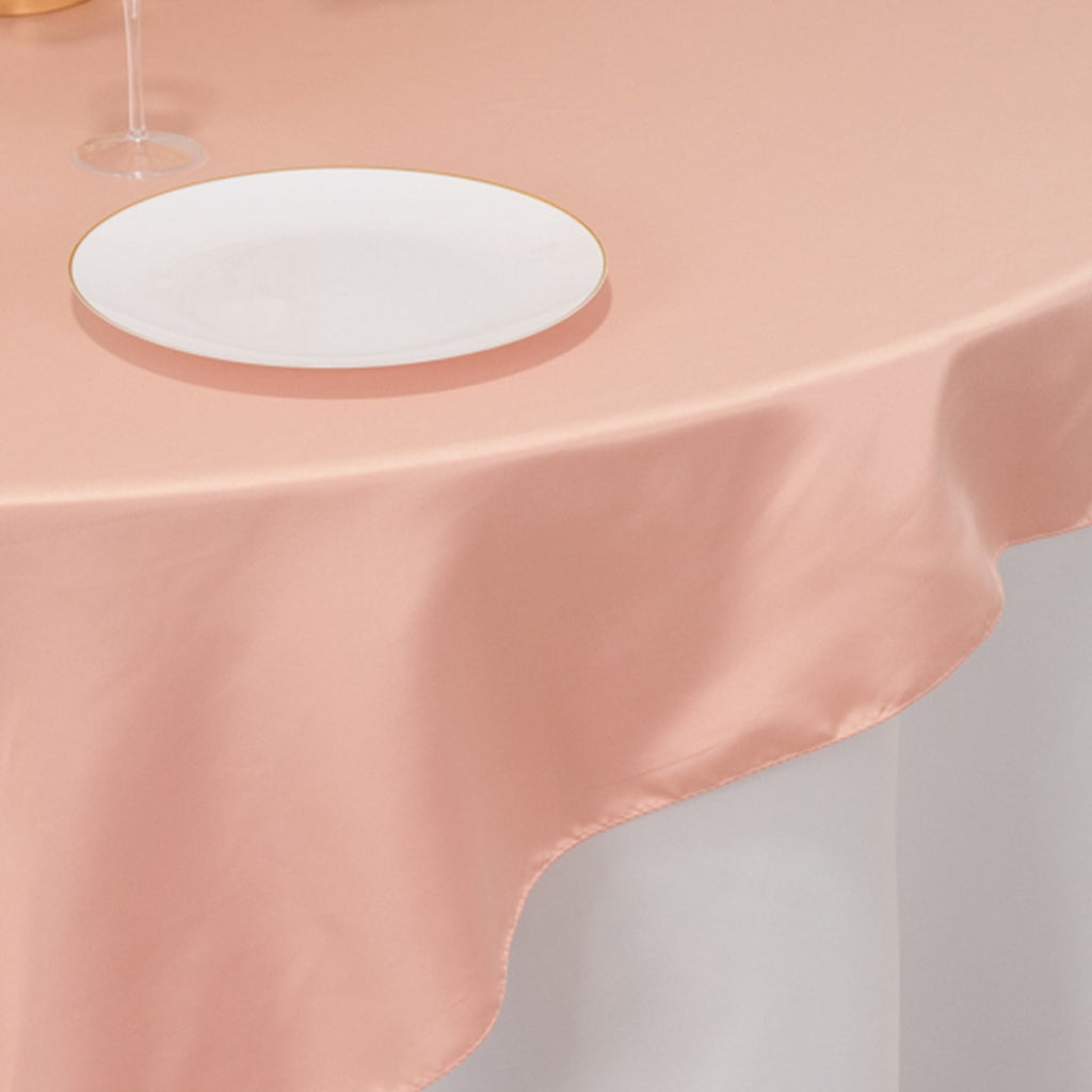 Lamour Satin 72"x72" Table Overlay Square Tablecloth Dusty Rose - Smooth Finish Table Topper - Bell Racket Store