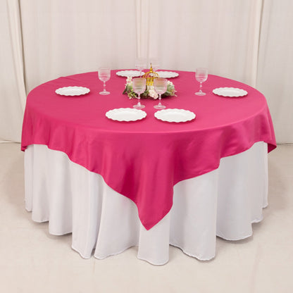 Lamour Satin 72"x72" Table Overlay Square Tablecloth Fuchsia - Smooth Finish Table Topper - Bell Racket Store