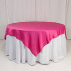 Lamour Satin 72"x72" Table Overlay Square Tablecloth Fuchsia - Smooth Finish Table Topper - Bell Racket Store