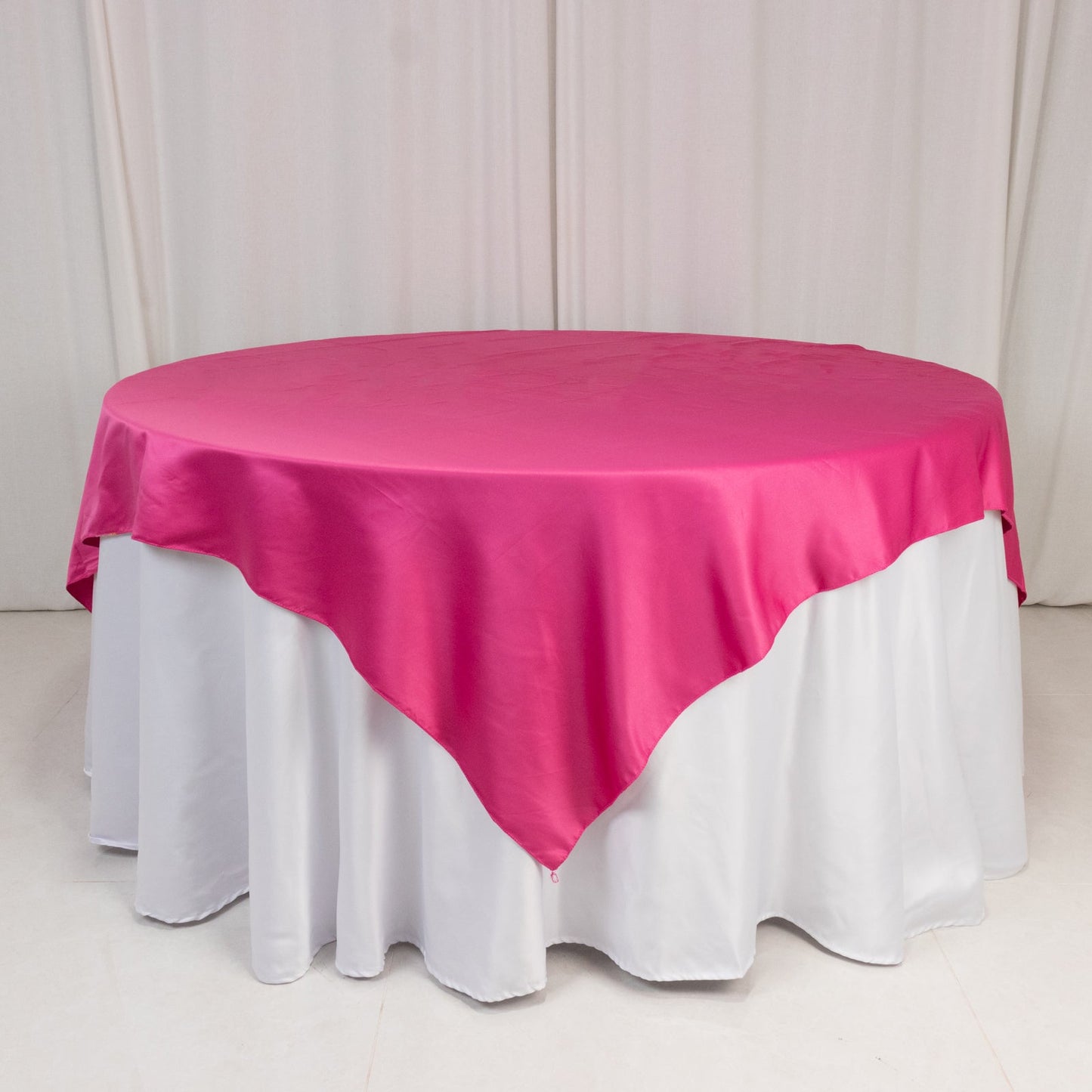 Lamour Satin 72"x72" Table Overlay Square Tablecloth Fuchsia - Smooth Finish Table Topper - Bell Racket Store