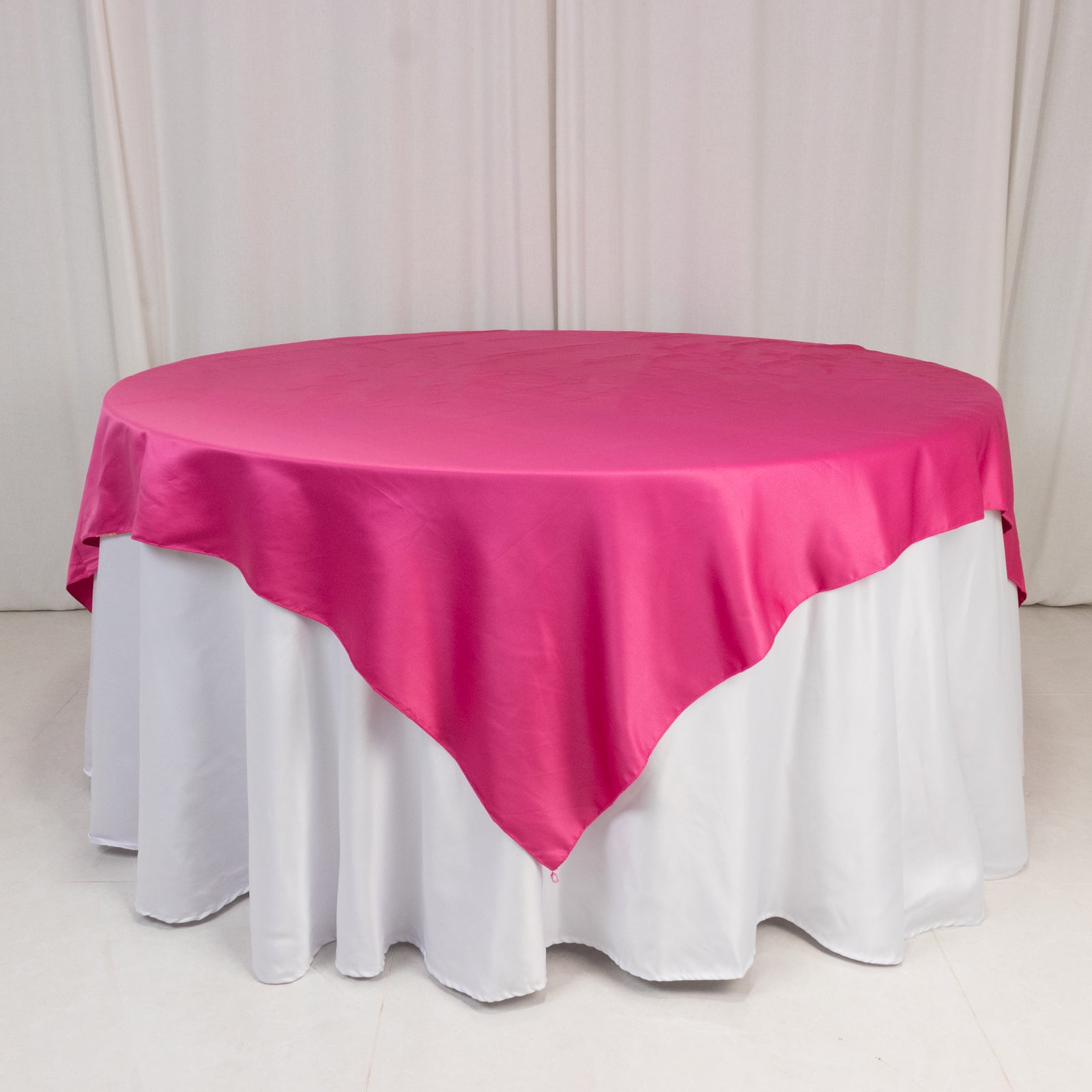 Lamour Satin 72"x72" Table Overlay Square Tablecloth Fuchsia - Smooth Finish Table Topper - Bell Racket Store