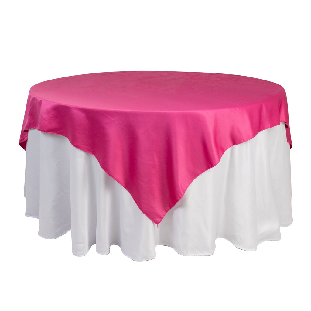 Lamour Satin 72"x72" Table Overlay Square Tablecloth Fuchsia - Smooth Finish Table Topper - Bell Racket Store