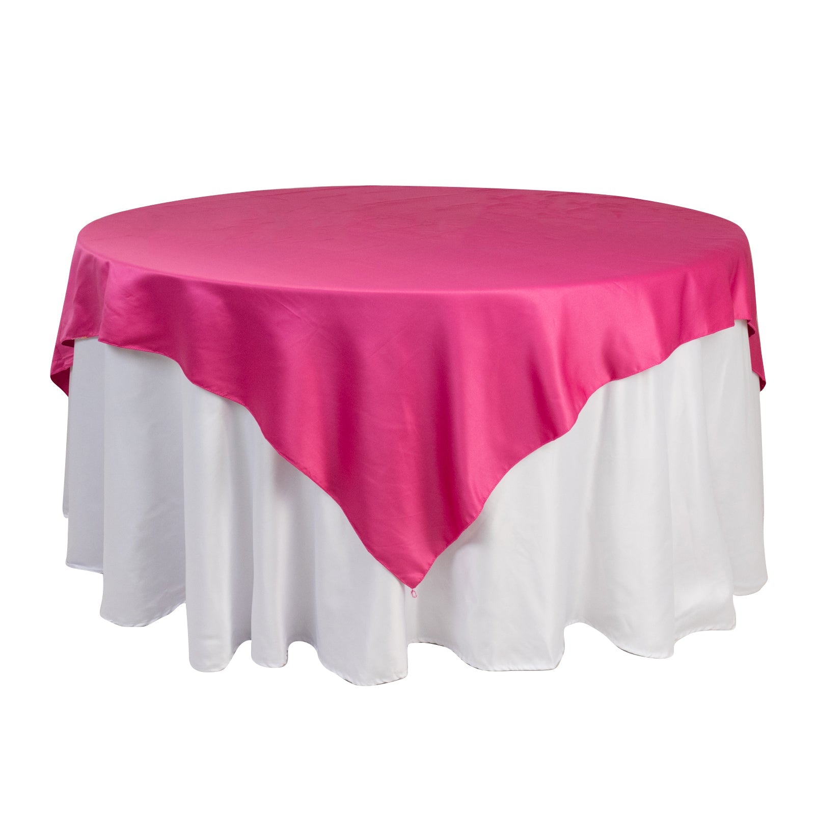 Lamour Satin 72"x72" Table Overlay Square Tablecloth Fuchsia - Smooth Finish Table Topper - Bell Racket Store