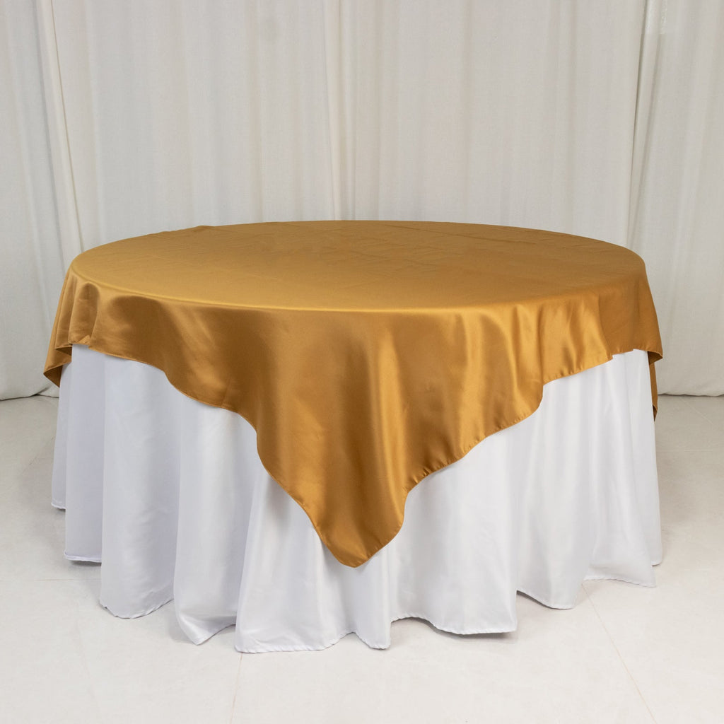 Lamour Satin 72"x72" Table Overlay Square Tablecloth Gold - Smooth Finish for Luxurious Events - Bell Racket Store