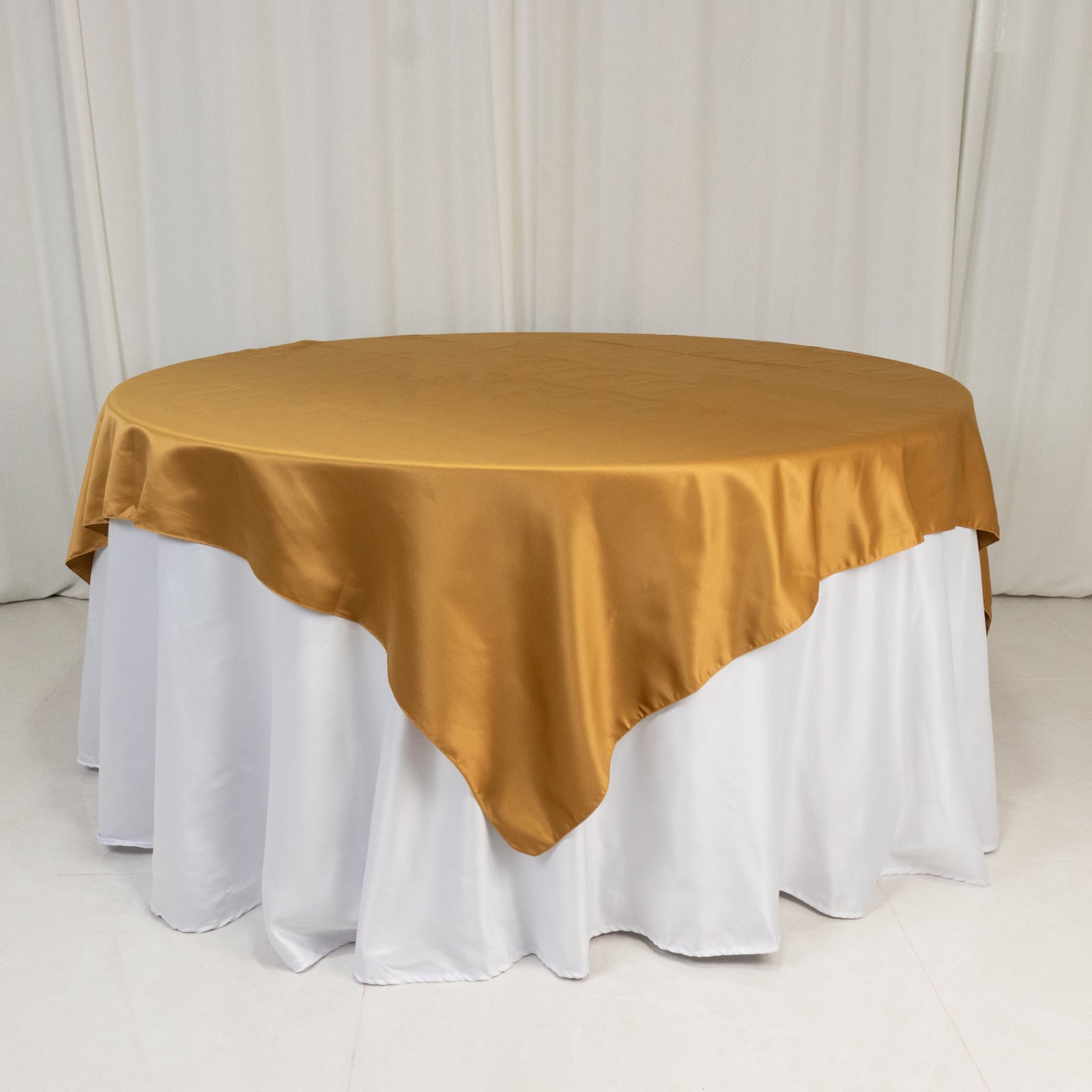 Lamour Satin 72"x72" Table Overlay Square Tablecloth Gold - Smooth Finish for Luxurious Events - Bell Racket Store