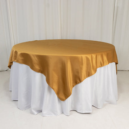 Lamour Satin 72"x72" Table Overlay Square Tablecloth Gold - Smooth Finish for Luxurious Events - Bell Racket Store