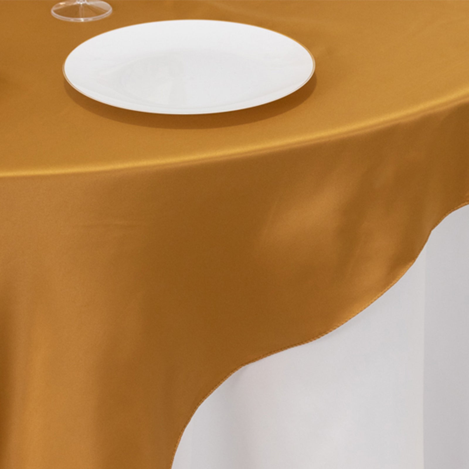 Lamour Satin 72"x72" Table Overlay Square Tablecloth Gold - Smooth Finish for Luxurious Events - Bell Racket Store