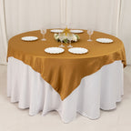 Lamour Satin 72"x72" Table Overlay Square Tablecloth Gold - Smooth Finish for Luxurious Events - Bell Racket Store