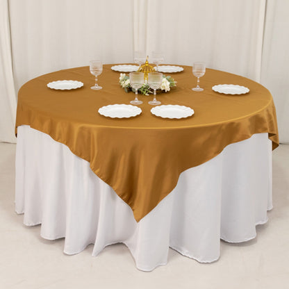 Lamour Satin 72"x72" Table Overlay Square Tablecloth Gold - Smooth Finish for Luxurious Events - Bell Racket Store