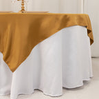 Lamour Satin 72"x72" Table Overlay Square Tablecloth Gold - Smooth Finish for Luxurious Events - Bell Racket Store