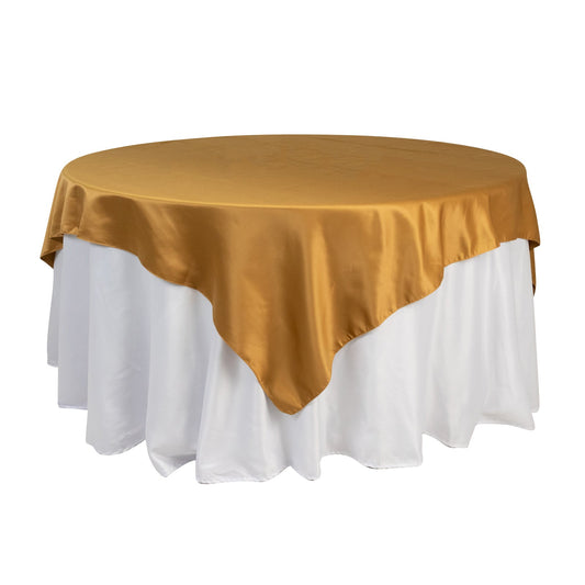 Lamour Satin 72"x72" Table Overlay Square Tablecloth Gold - Smooth Finish for Luxurious Events - Bell Racket Store