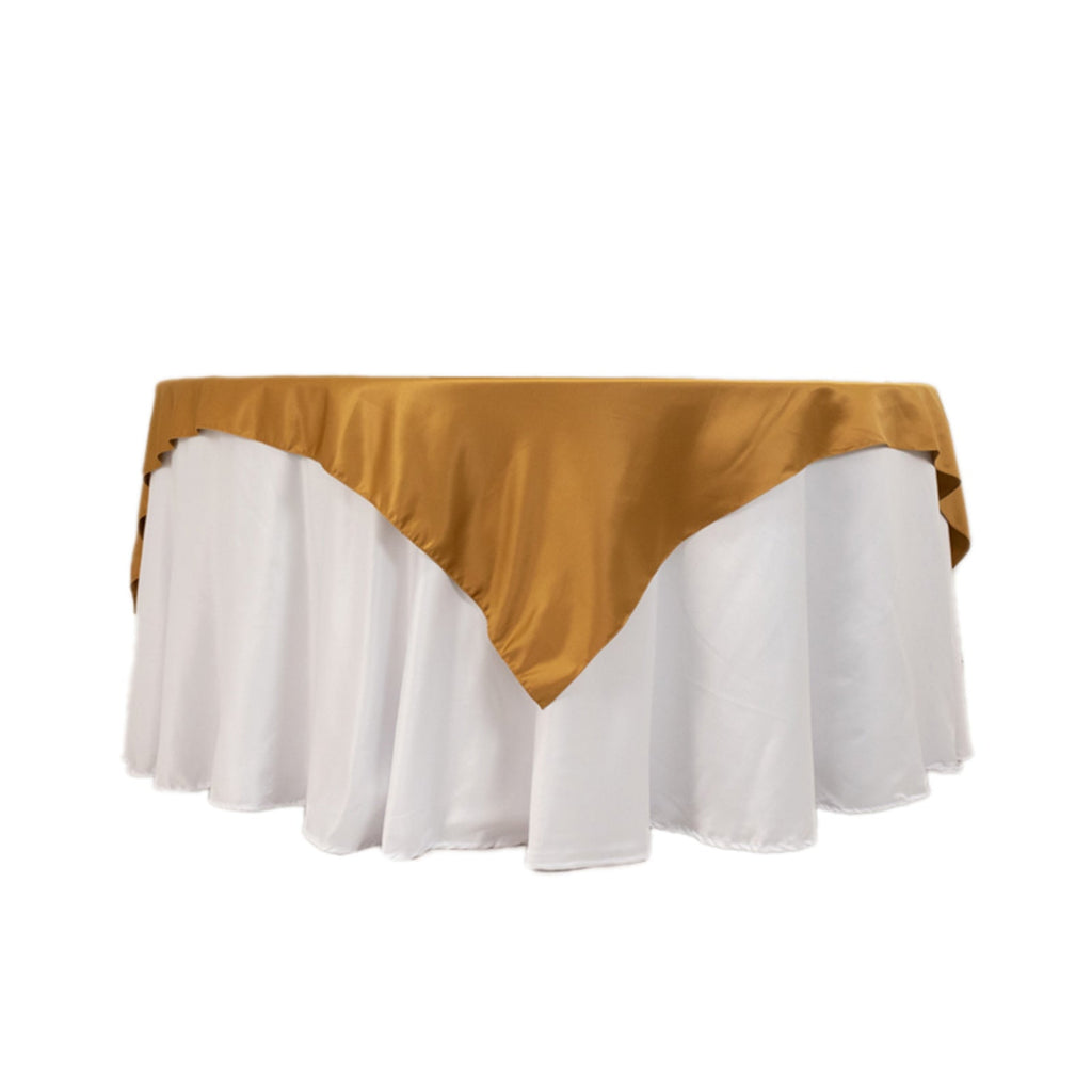 Lamour Satin 72"x72" Table Overlay Square Tablecloth Gold - Smooth Finish for Luxurious Events - Bell Racket Store