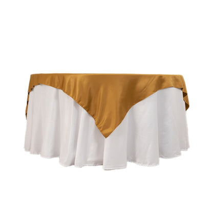 Lamour Satin 72"x72" Table Overlay Square Tablecloth Gold - Smooth Finish for Luxurious Events - Bell Racket Store