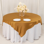Lamour Satin 72"x72" Table Overlay Square Tablecloth Gold - Smooth Finish for Luxurious Events - Bell Racket Store