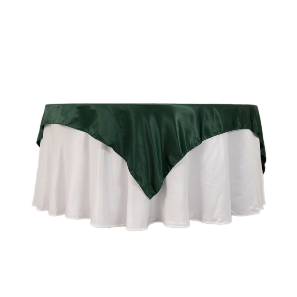 Lamour Satin 72"x72" Table Overlay Square Tablecloth Hunter Emerald Green - Smooth Finish Table Topper - Bell Racket Store