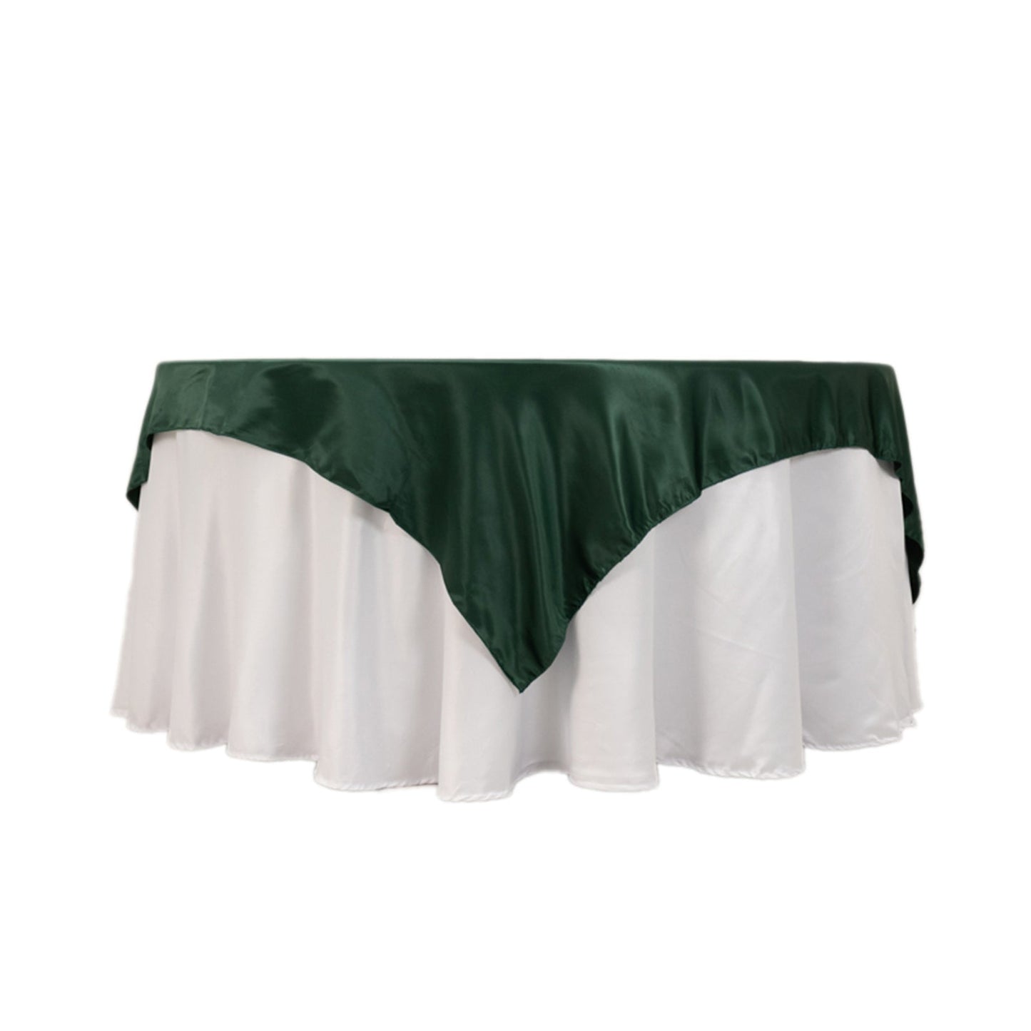 Lamour Satin 72"x72" Table Overlay Square Tablecloth Hunter Emerald Green - Smooth Finish Table Topper - Bell Racket Store