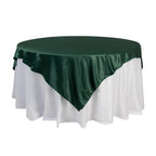 Lamour Satin 72"x72" Table Overlay Square Tablecloth Hunter Emerald Green - Smooth Finish Table Topper - Bell Racket Store