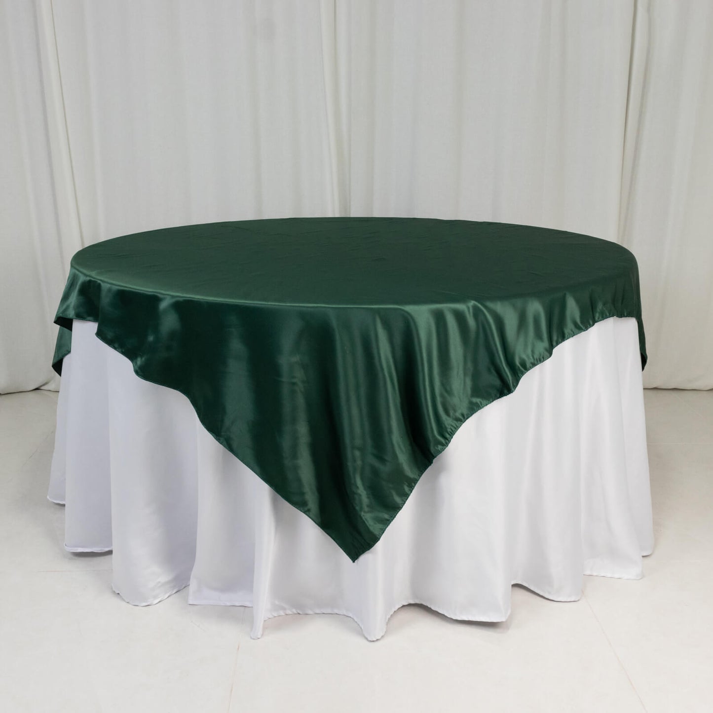 Lamour Satin 72"x72" Table Overlay Square Tablecloth Hunter Emerald Green - Smooth Finish Table Topper - Bell Racket Store
