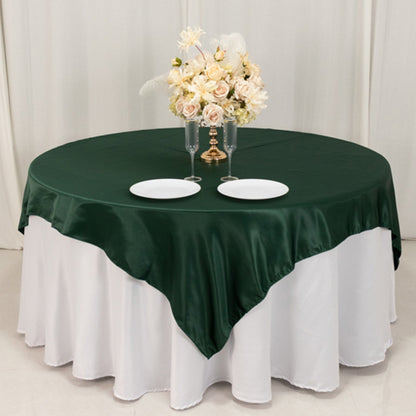 Lamour Satin 72"x72" Table Overlay Square Tablecloth Hunter Emerald Green - Smooth Finish Table Topper - Bell Racket Store
