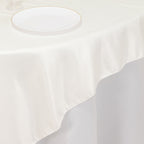 Lamour Satin 72"x72" Table Overlay Square Tablecloth Ivory - Smooth Finish Table Topper - Bell Racket Store