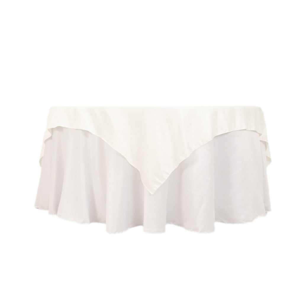 Lamour Satin 72"x72" Table Overlay Square Tablecloth Ivory - Smooth Finish Table Topper - Bell Racket Store