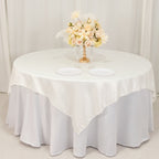 Lamour Satin 72"x72" Table Overlay Square Tablecloth Ivory - Smooth Finish Table Topper - Bell Racket Store