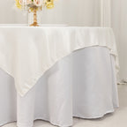Lamour Satin 72"x72" Table Overlay Square Tablecloth Ivory - Smooth Finish Table Topper - Bell Racket Store