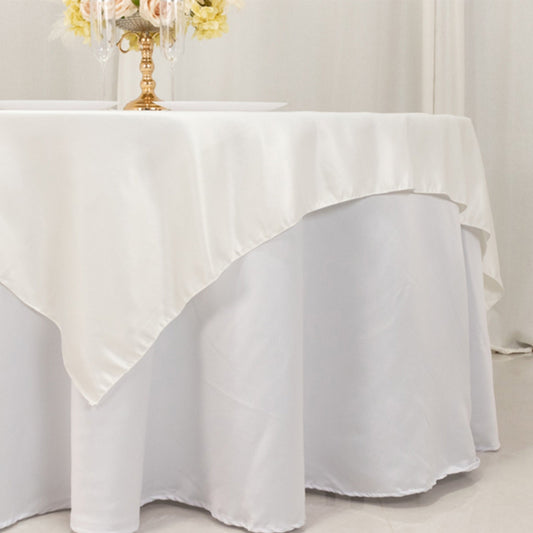 Lamour Satin 72"x72" Table Overlay Square Tablecloth Ivory - Smooth Finish Table Topper - Bell Racket Store