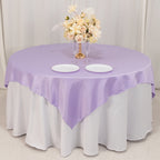 Lamour Satin 72"x72" Table Overlay Square Tablecloth Lavender Lilac - Smooth Finish Table Topper - Bell Racket Store