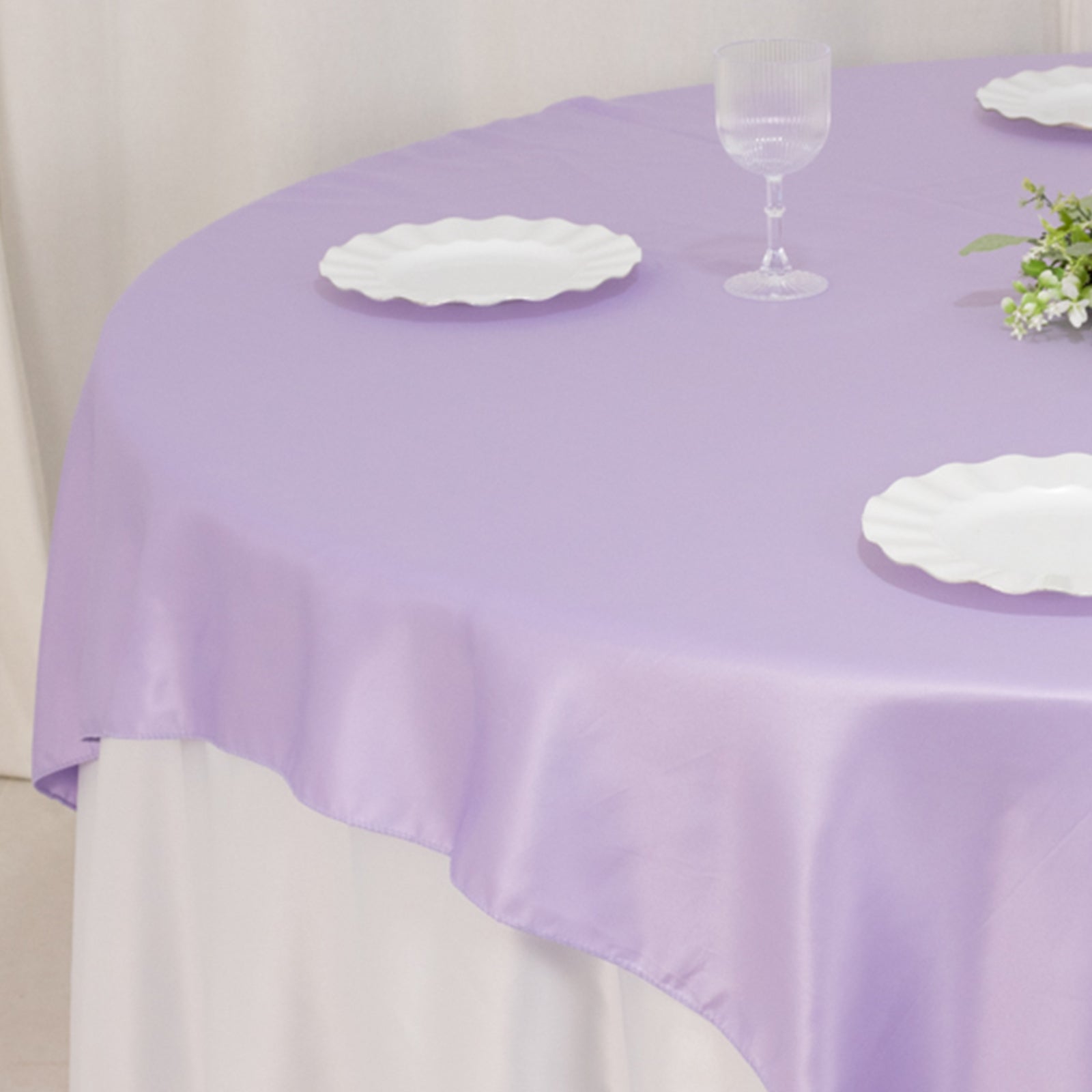 Lamour Satin 72"x72" Table Overlay Square Tablecloth Lavender Lilac - Smooth Finish Table Topper - Bell Racket Store