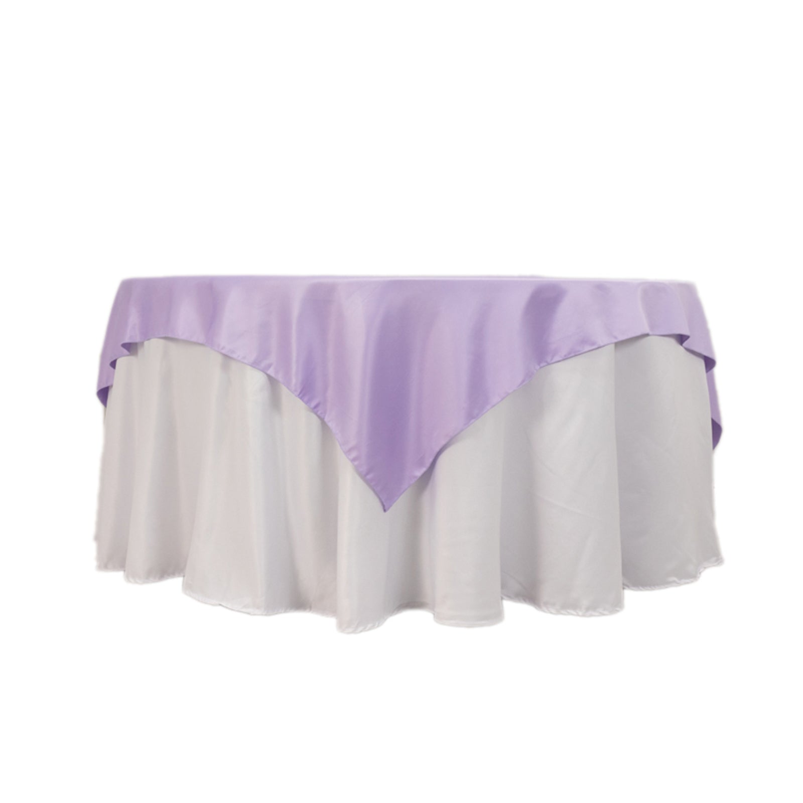 Lamour Satin 72"x72" Table Overlay Square Tablecloth Lavender Lilac - Smooth Finish Table Topper - Bell Racket Store