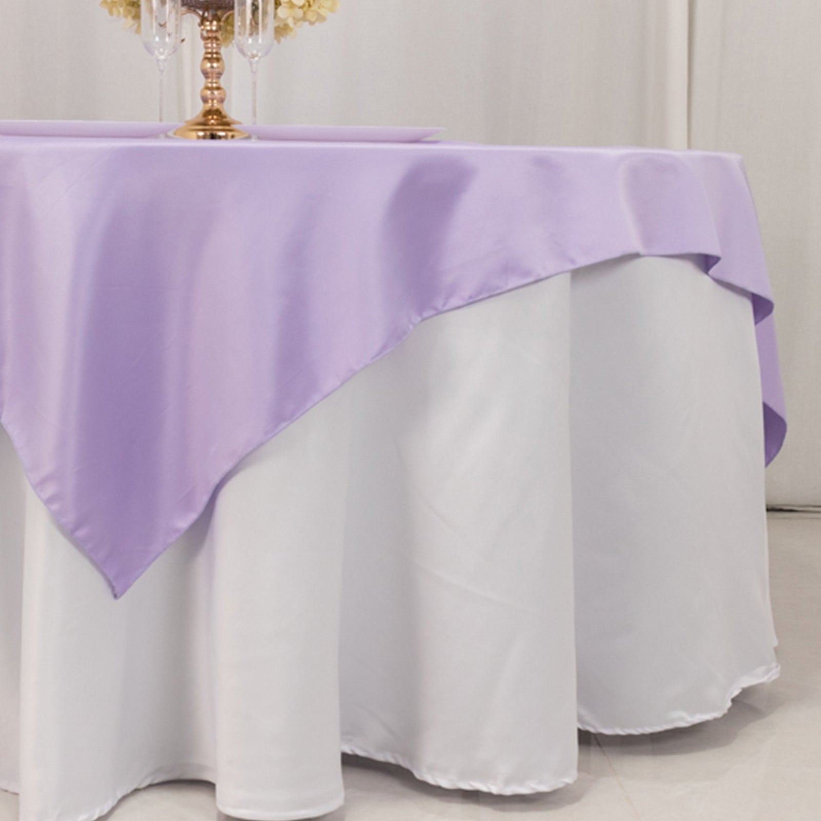 Lamour Satin 72"x72" Table Overlay Square Tablecloth Lavender Lilac - Smooth Finish Table Topper - Bell Racket Store