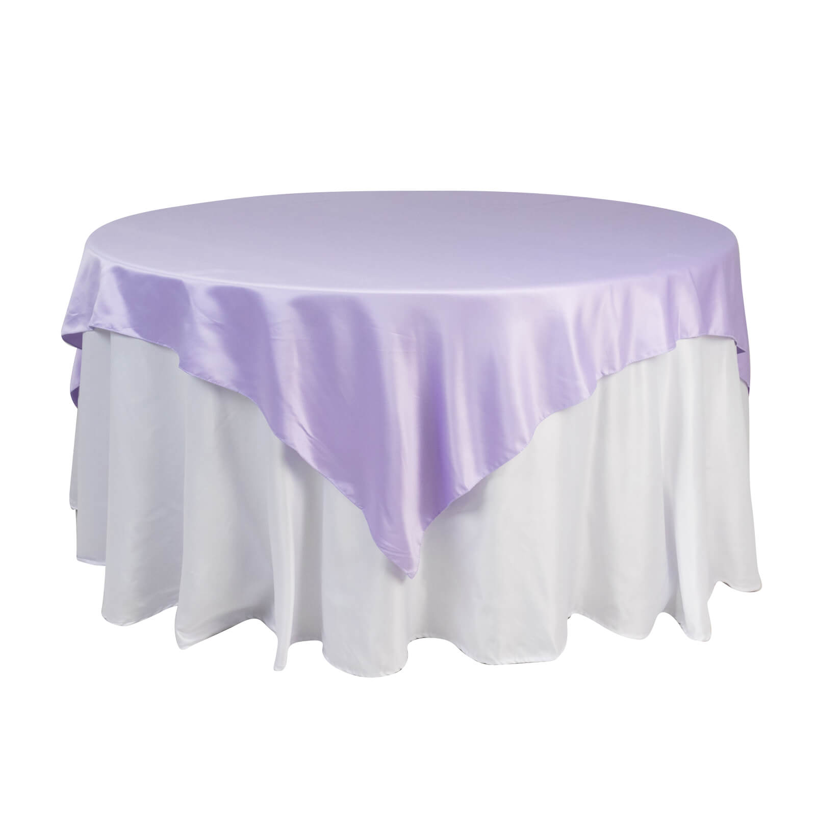 Lamour Satin 72"x72" Table Overlay Square Tablecloth Lavender Lilac - Smooth Finish Table Topper - Bell Racket Store