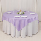 Lamour Satin 72"x72" Table Overlay Square Tablecloth Lavender Lilac - Smooth Finish Table Topper - Bell Racket Store