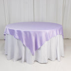 Lamour Satin 72"x72" Table Overlay Square Tablecloth Lavender Lilac - Smooth Finish Table Topper - Bell Racket Store