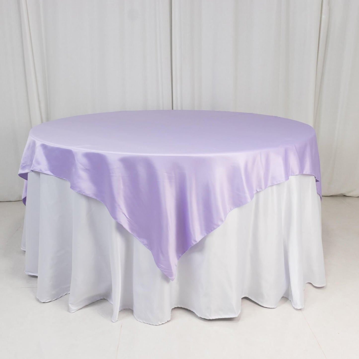 Lamour Satin 72"x72" Table Overlay Square Tablecloth Lavender Lilac - Smooth Finish Table Topper - Bell Racket Store